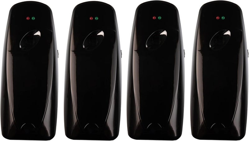 EnBath Automatic Air Freshener Spray Dispenser (4-Pack) Wall Mounted or Free Standing, Commercial and Home Use, Multiple Time Scent/Mist Release Settings for Room/Bathroom Sprayer (Black) - Image 1